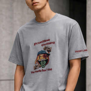 Frontline Clothing T-Shirt – The Hustle Don’t Stop Graphic Tee